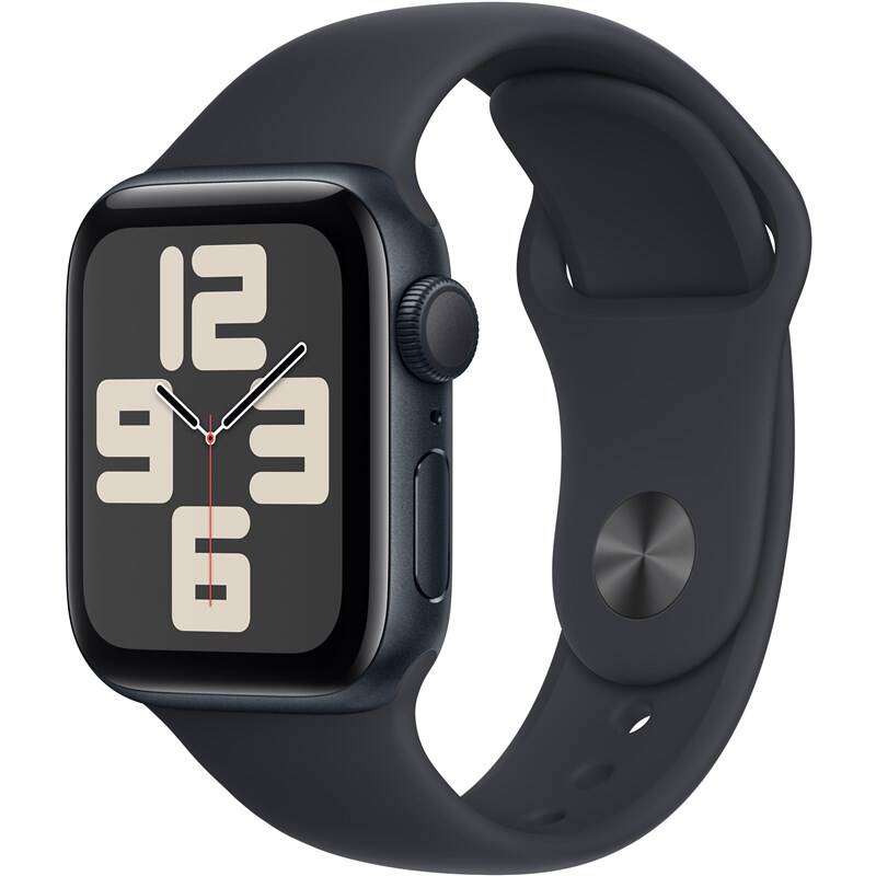 Apple Watch SE 2023 GPS 44mm pouzdro z temně inkoustového hliníku - temně inkoustový sportovní řemínek - M/L (MRE93QC/A) -VRÁCENO, POUŽITO