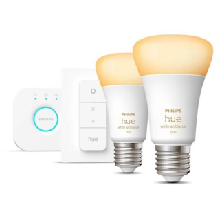 Philips Hue Bluetooth, 8W, E27, White Ambiance (2ks) + bridge + Switch - vráceno do 14 dnů