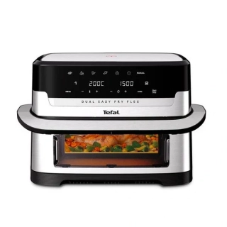 Fritéza horkovzdušná Tefal Dual Easy Fry Flex EY922DE0, 5,5 l + 3,5 l stříbrná - Vráceno do 14 dnů