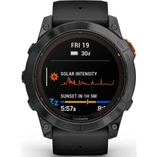 Chytré hodinky Garmin fēnix 7X Pro Solar - Gray / Black Silicone Band - Rozbaleno