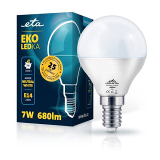 ETA EKO LEDka mini globe 7W, E14, neutrální bílá (P45W7NW)